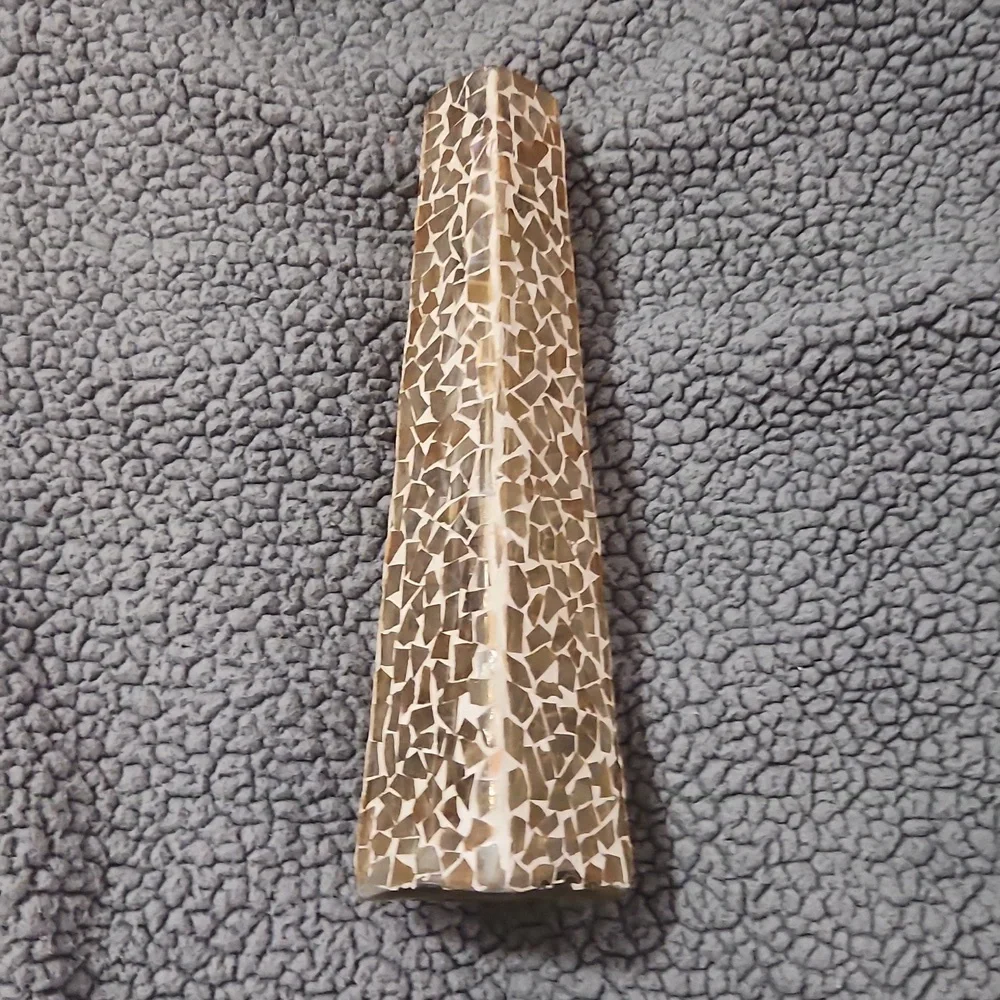 Mosaic Glass Vase Gold Tones 12 Inches Tall